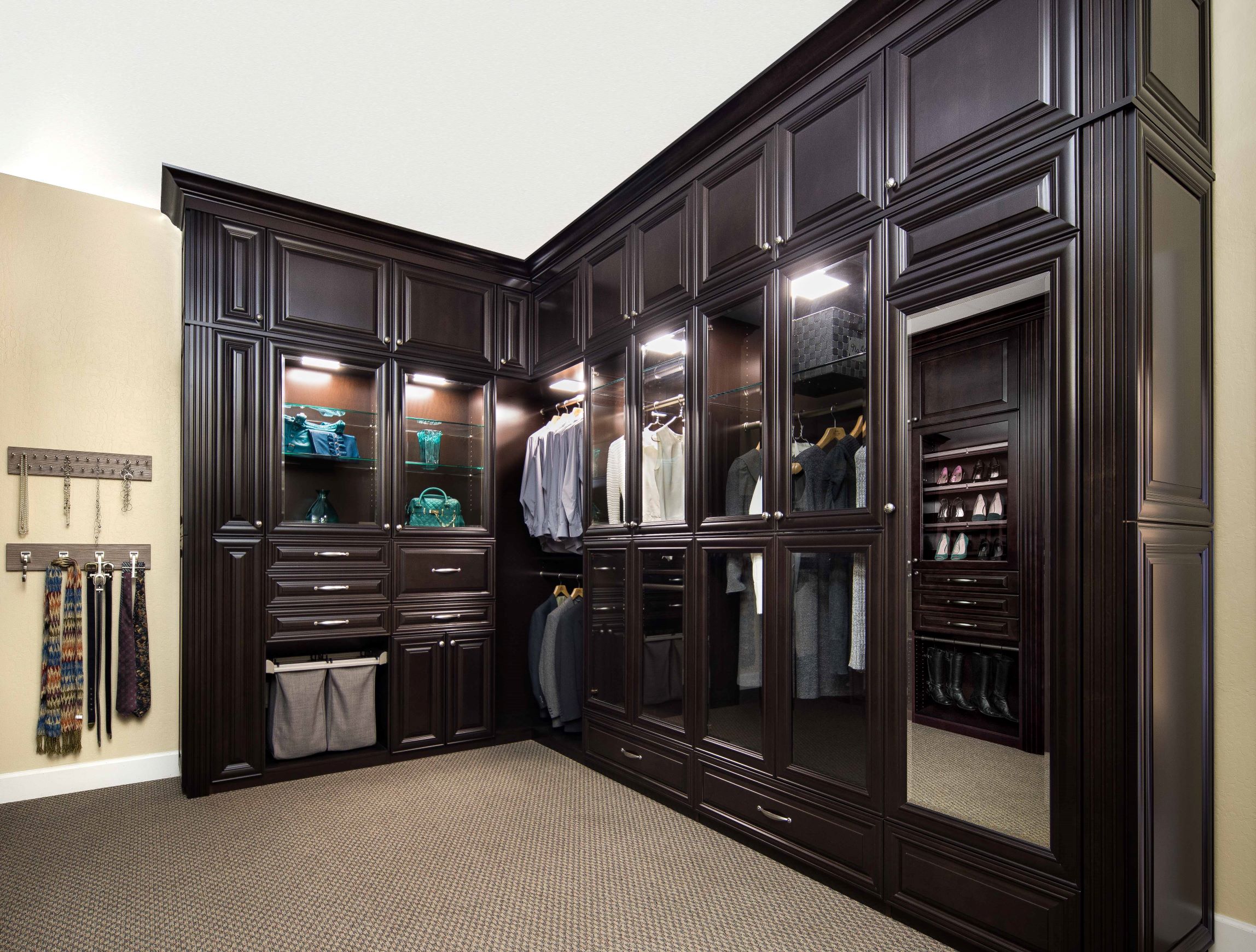 Custom Closets Cabinets For Your Bedroom   2018 02 15 Deluxe Walk In Closet Mt. Hood Maple With Delaware (5) PX 